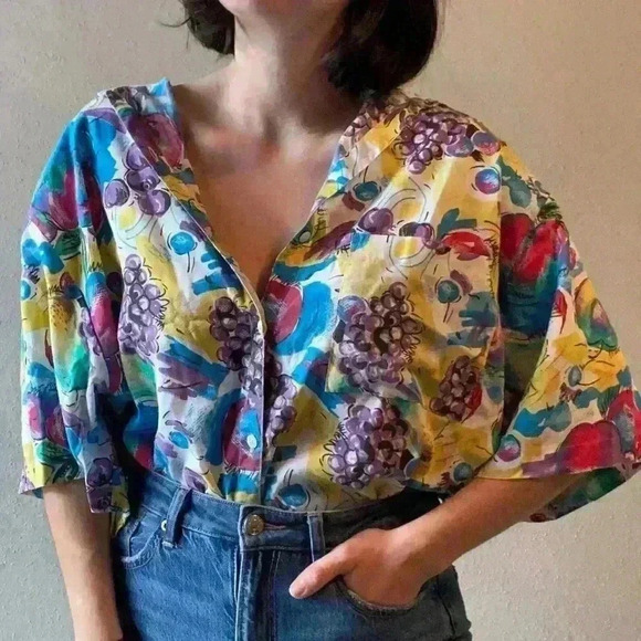 Vintage 90s novelty fruit print‎ button up - Picture 9 of 15